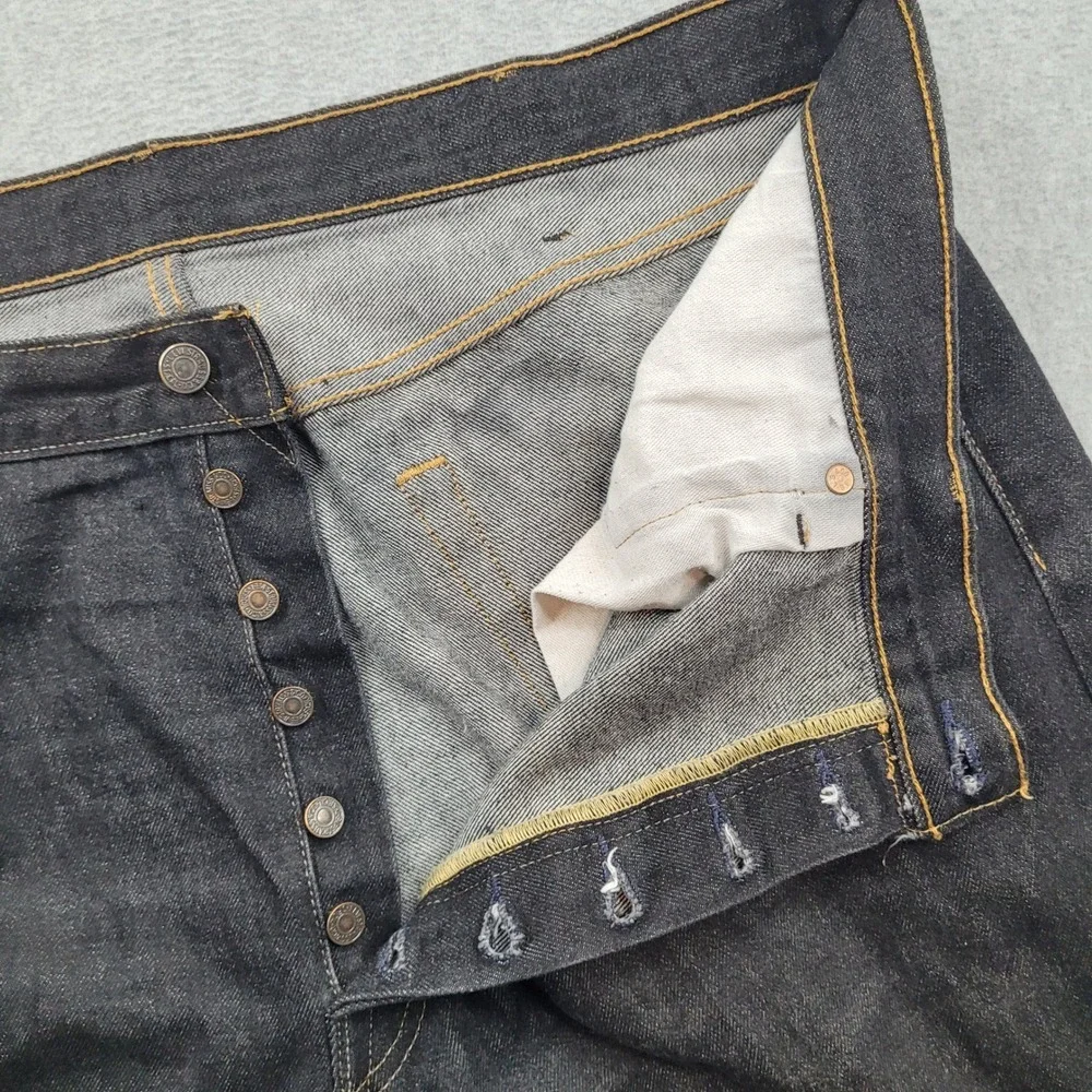 Levi's 501 Original Fit Jeans Mens 42x32 Dark Wash Blue‎ Button Fly Straight Leg
